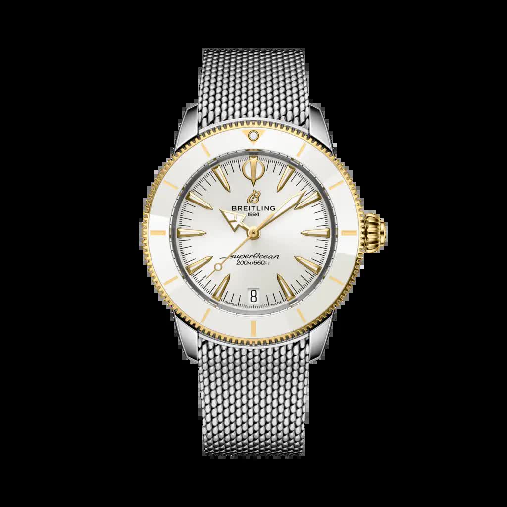 Breitling Superocean Heritage Automatic 36 D10390A71A1A1 white dial on stainless steel mesh bracelet