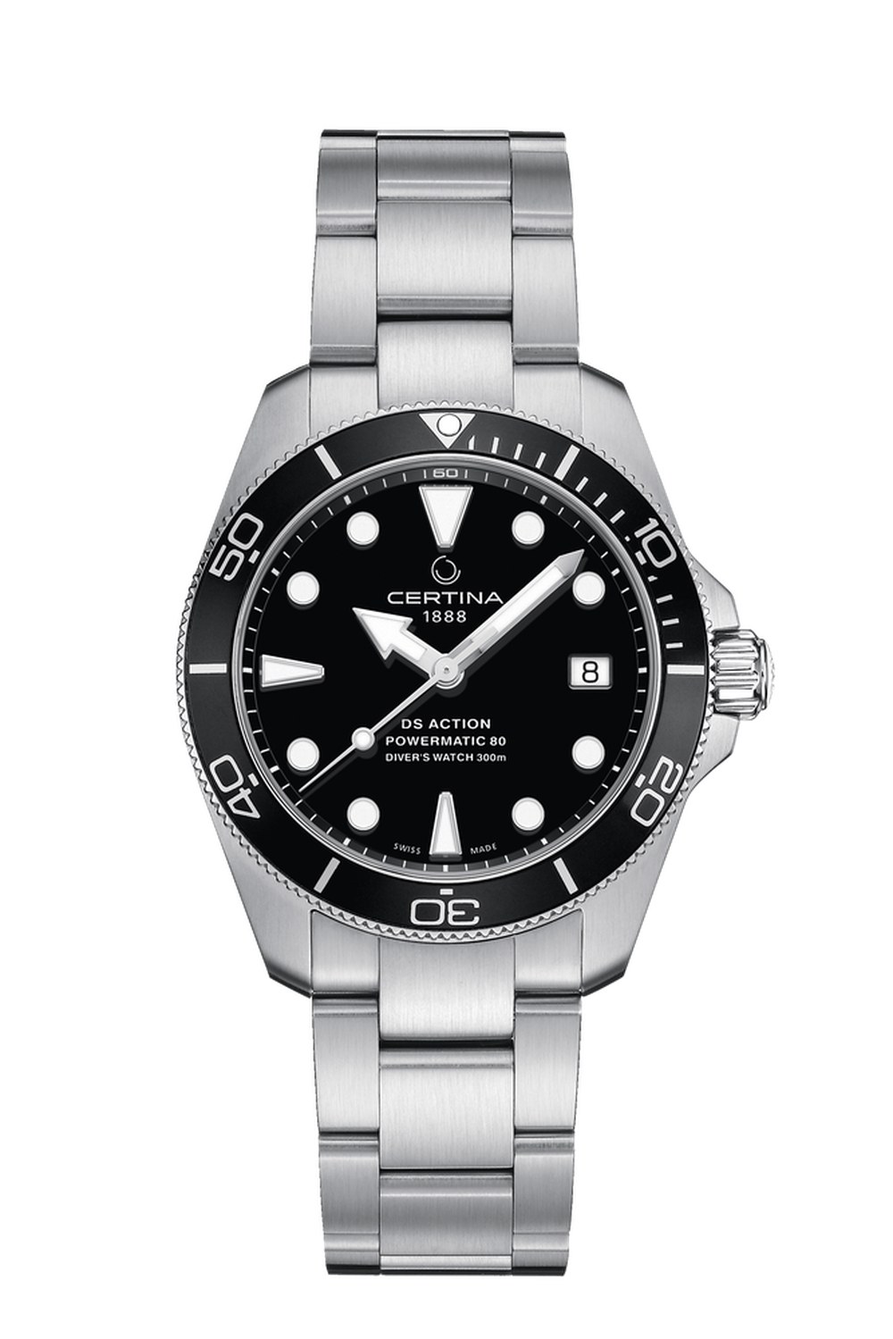 Certina DS Action Diver 38 mm black dial on steel bracelet C032.807.11.051.00