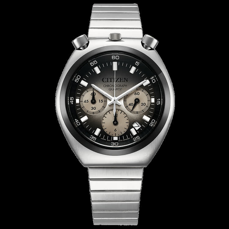 Citizen Record Label Gradation Tsuno AN3714-50H grey gradient dial on steel bracelet