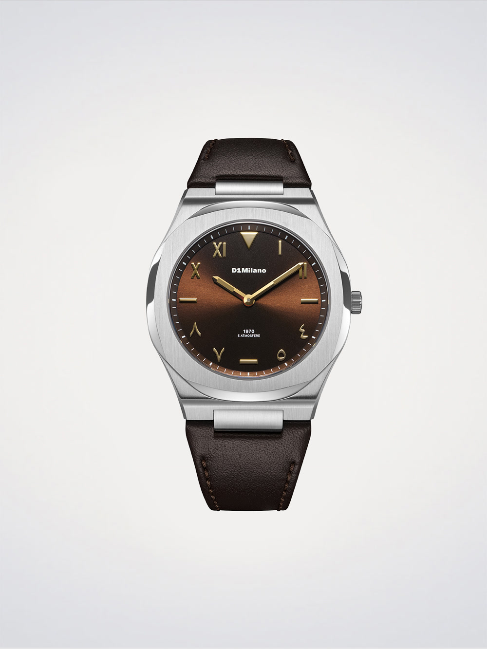 D1 Milano Ultra Thin Earthline reference UHLJ01 brown California dial on brown calf leather strap