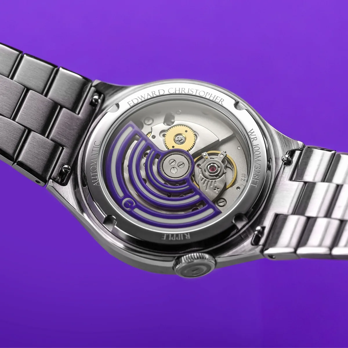 Edward Christopher Ripple Imperial Violet Edition exhibition caseback violet rotor