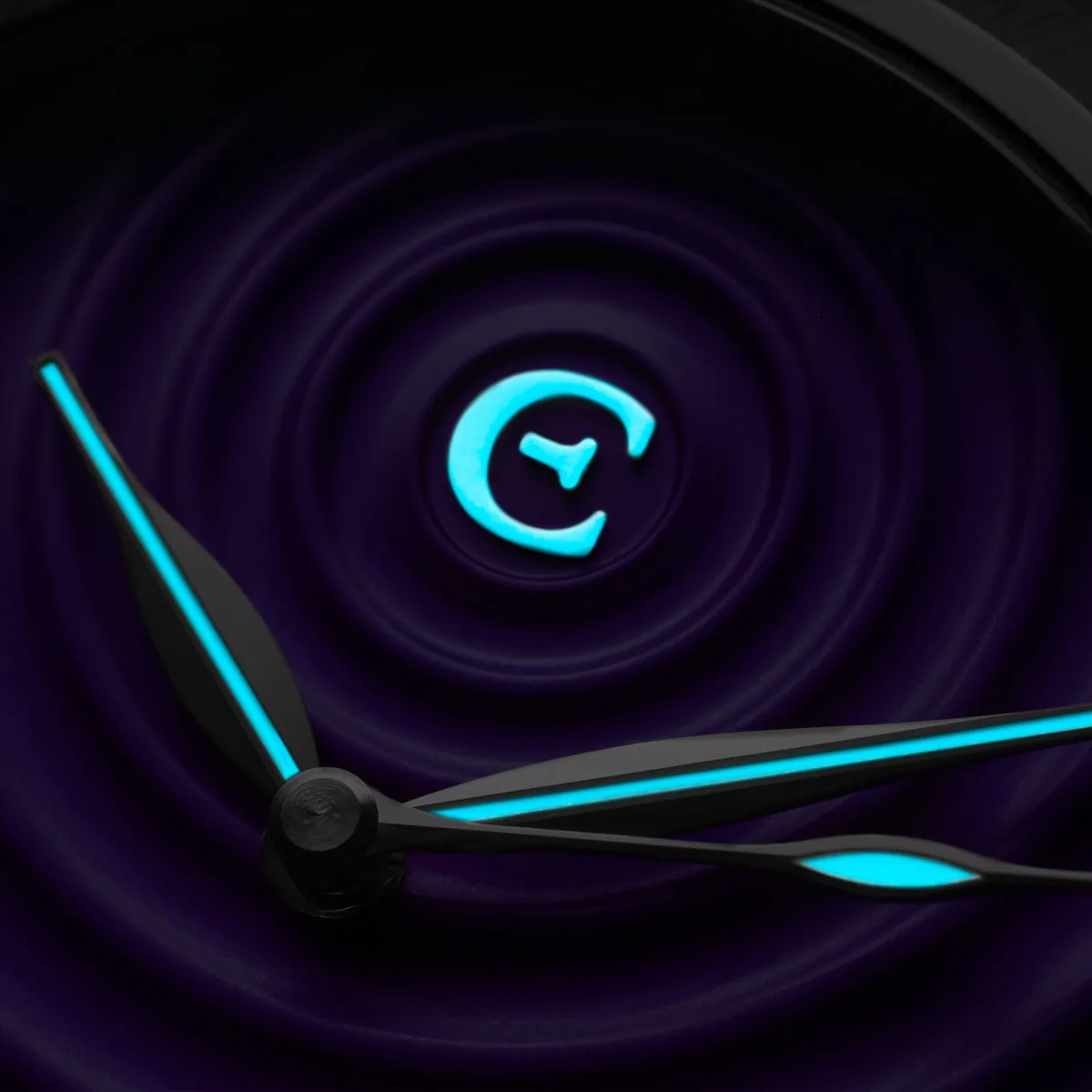 Edward Christopher Ripple Imperial Violet Edition lume packshot dial and hands