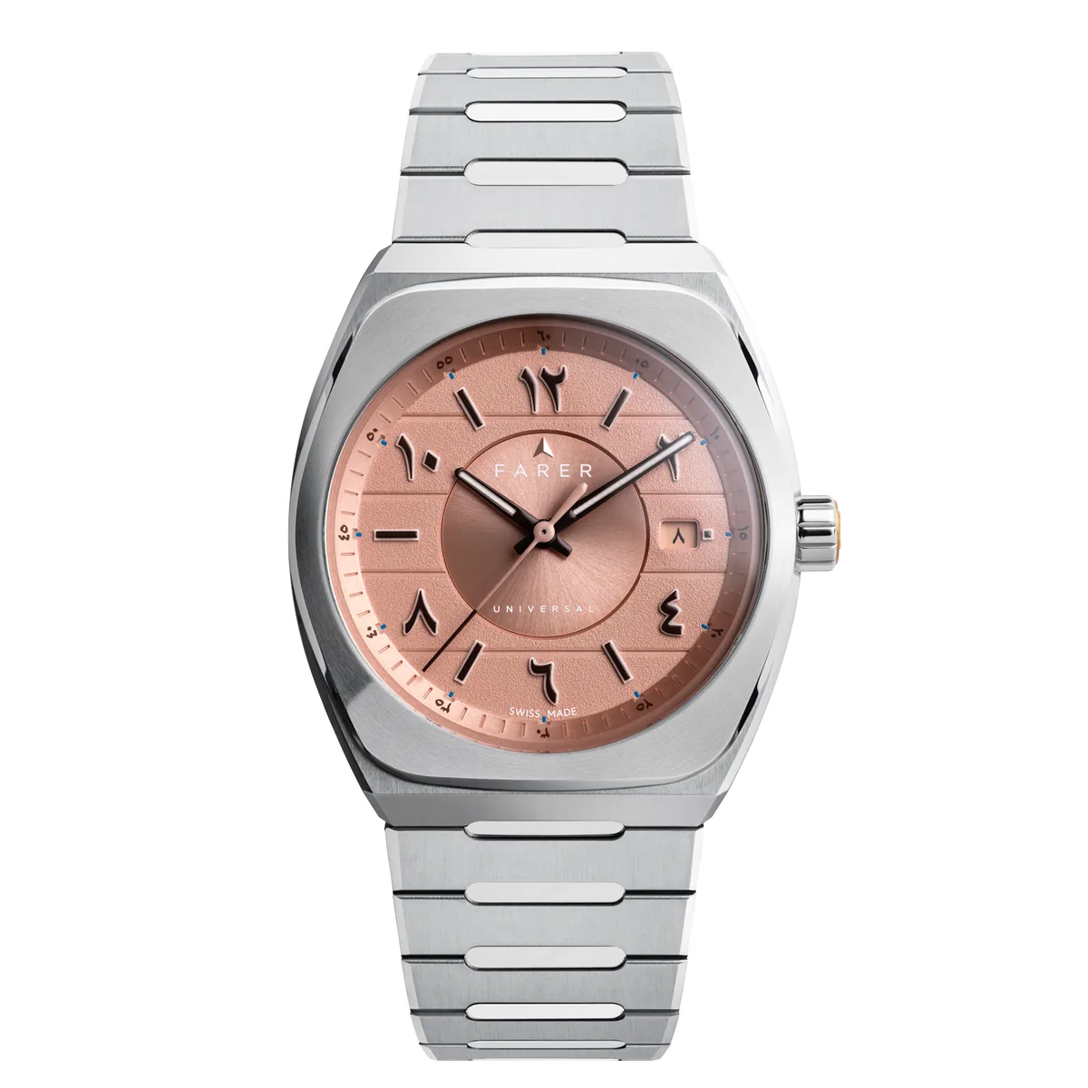 Farer Integra Cuprum Eastern Arabic Limited Edition official product photo on integrated steel bracelet