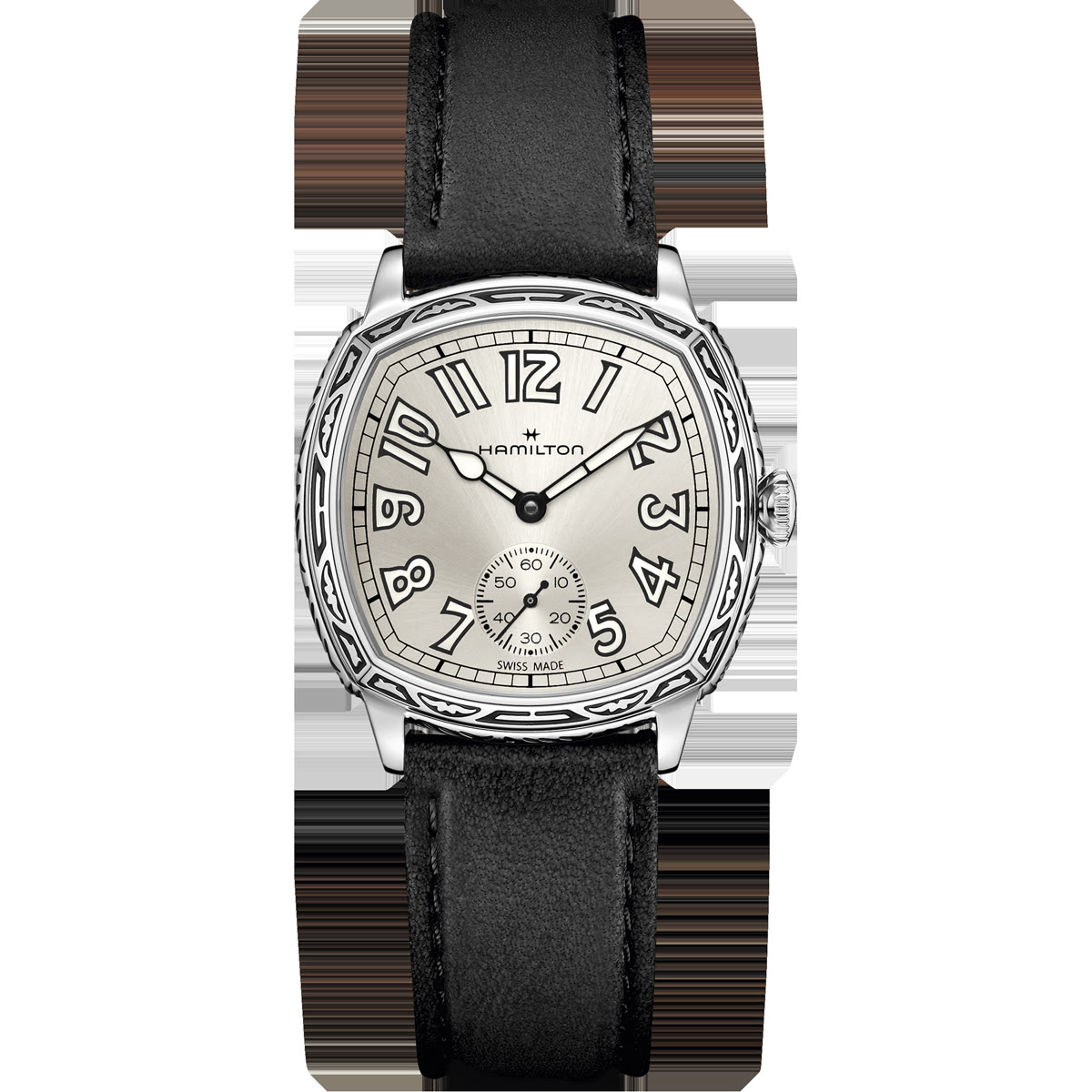 Hamilton American Classic Cushion Mechanical H36149710 34 mm white dial on black leather strap