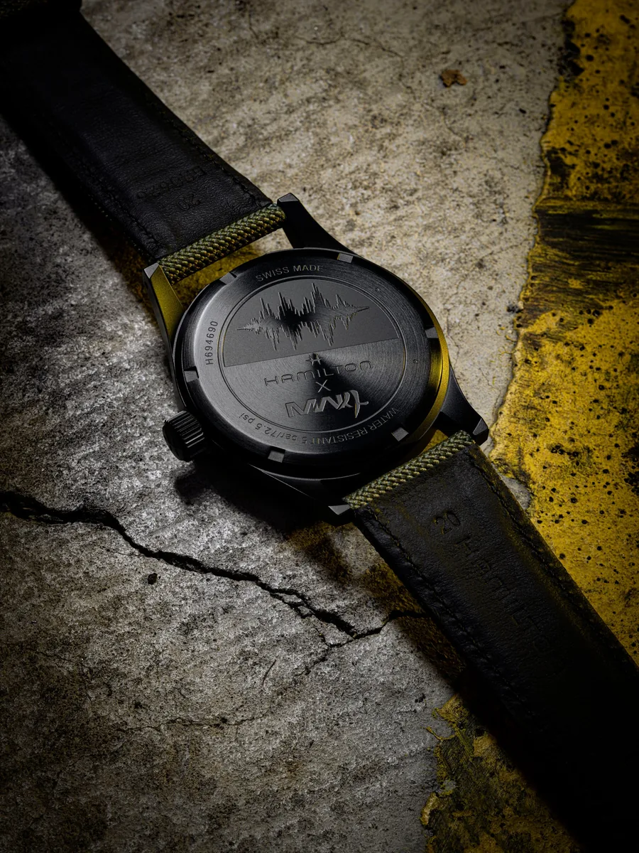Hamilton Khaki Field Mechanical 38 COD Modern Warfare soundwave caseback official press photo