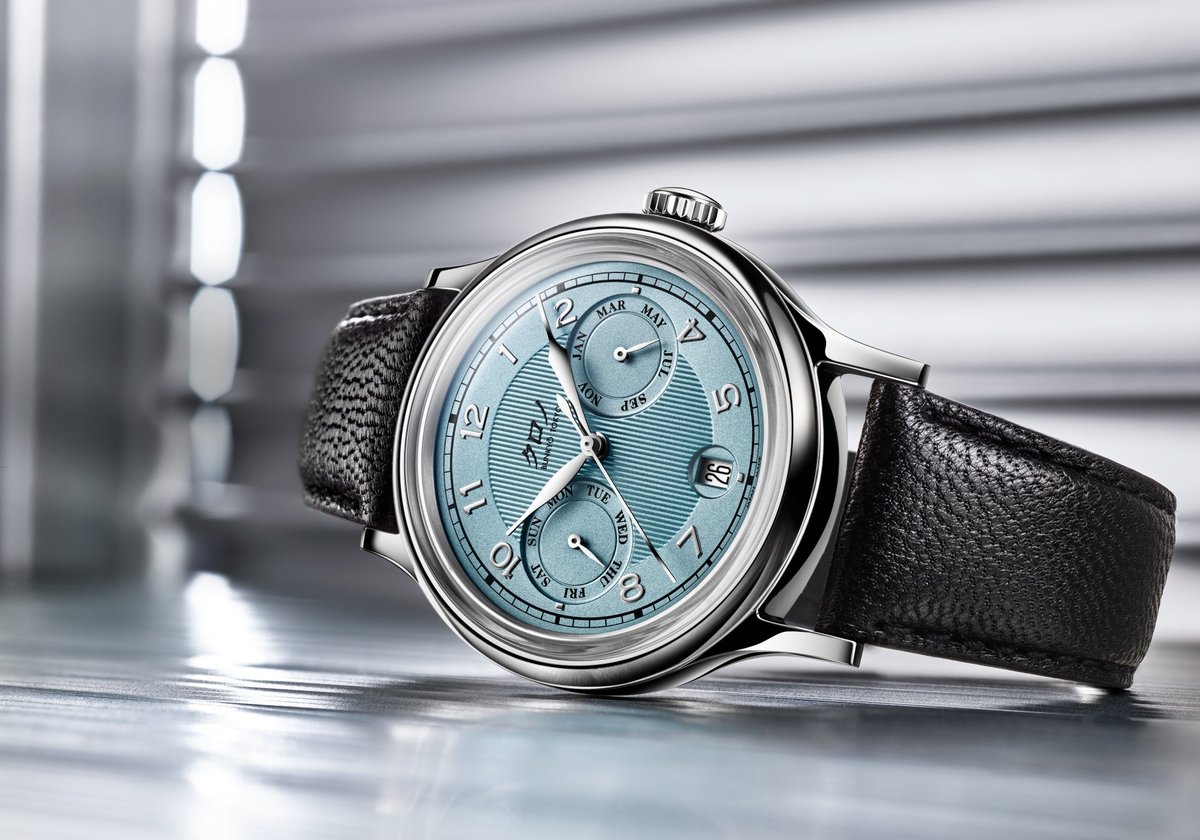 Kurono Tokyo Calendrier SBR Saxe Blue on black calf leather official product photo