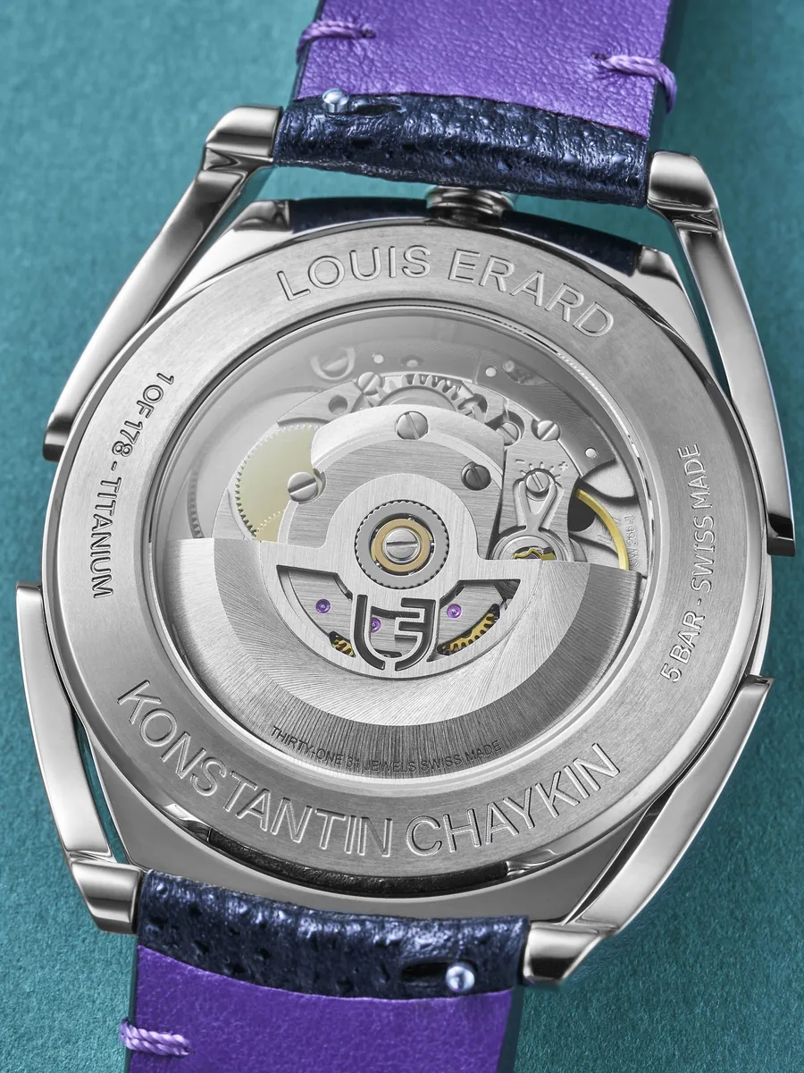 Louis Erard Unfrogettable Turquoise sapphire caseback official press photo