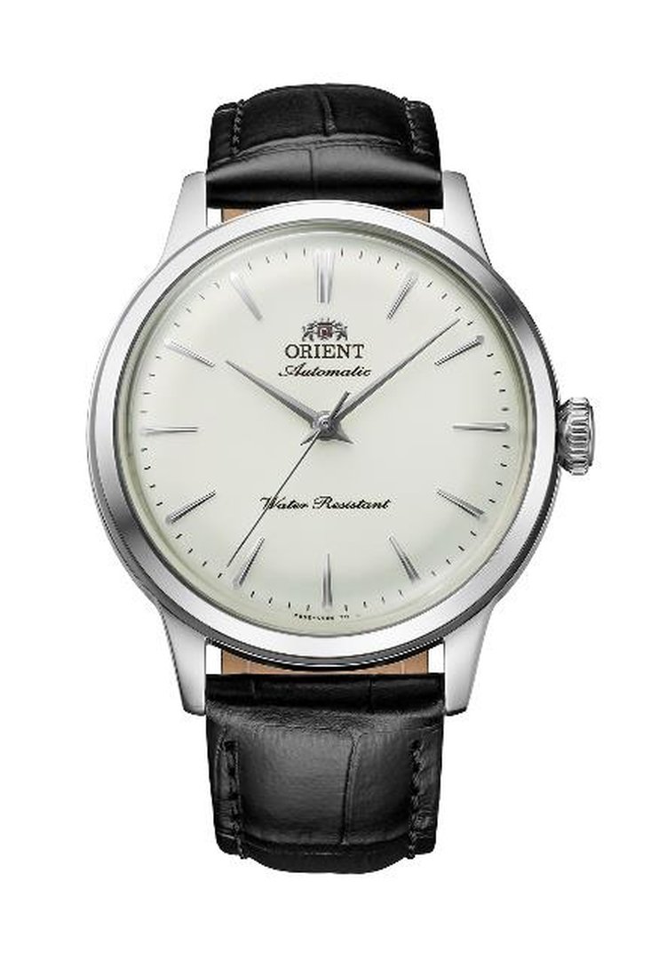 Orient Classic Simple Style 36 RA-BB0103S official product photo — steel case, cream dial, black leather