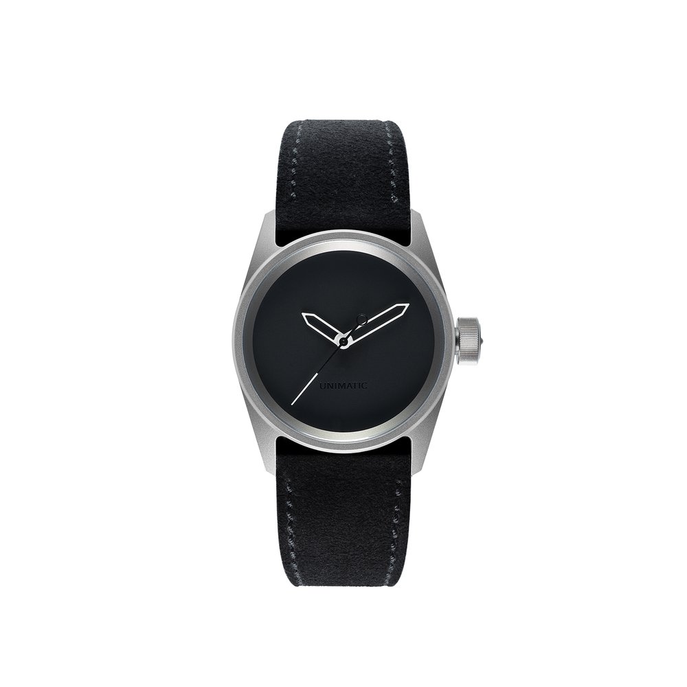 Unimatic Modello Cinque U5S-T-ICON sandblasted titanium case and black dial