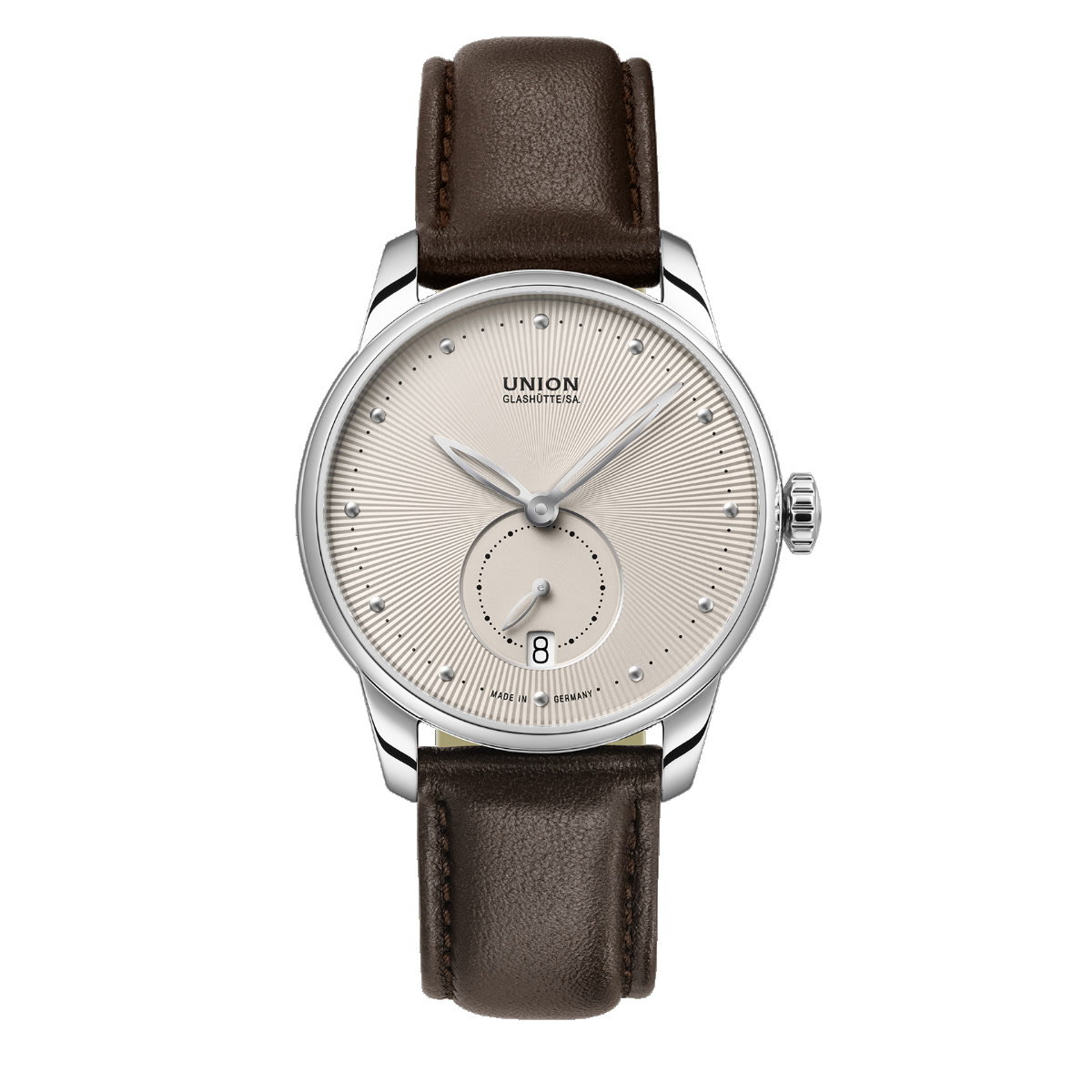 Union Glashütte Seris Small Second 36 champagne dial dark brown calfskin D018.228.16.021.00 official product photo