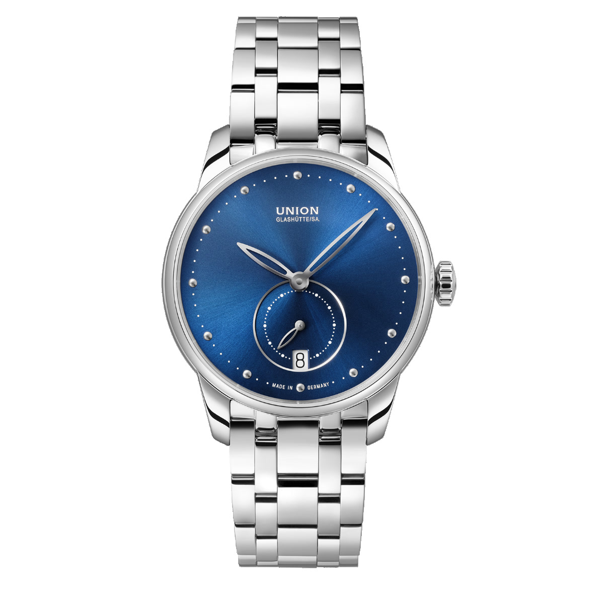 Union Glashütte Seris Small Second 36 deep blue sunray on steel bracelet official product photo