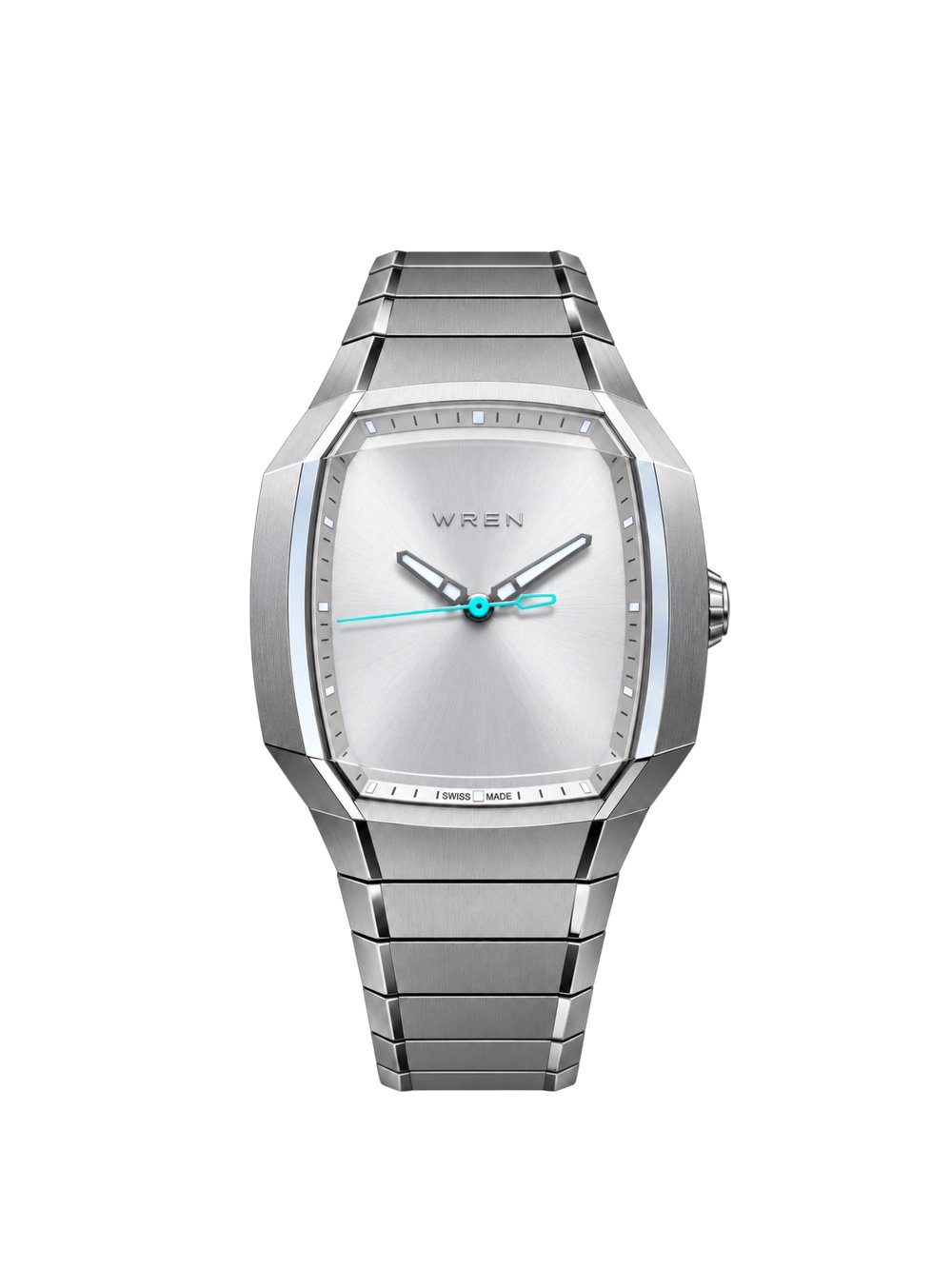Wren Vessel sunray dial on an integrated steel bracelet